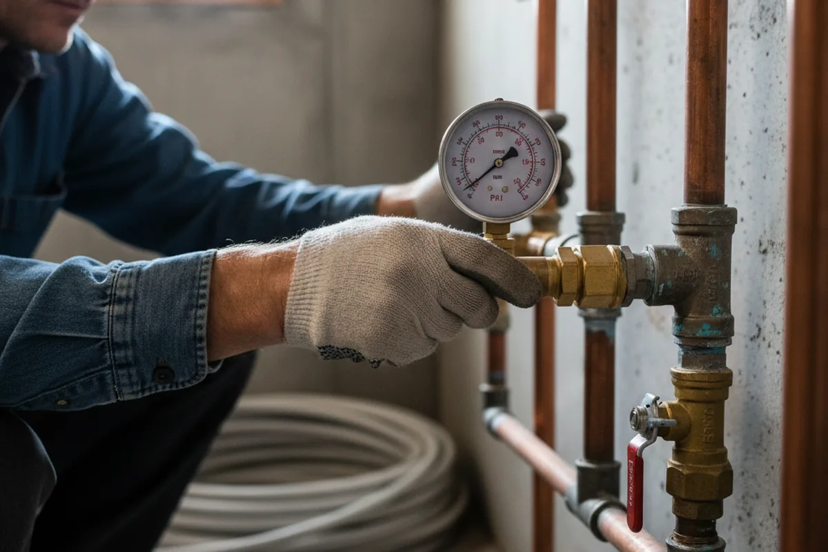 Pressure testing a repaired line during Water Line Repair in Wisconsin Dells